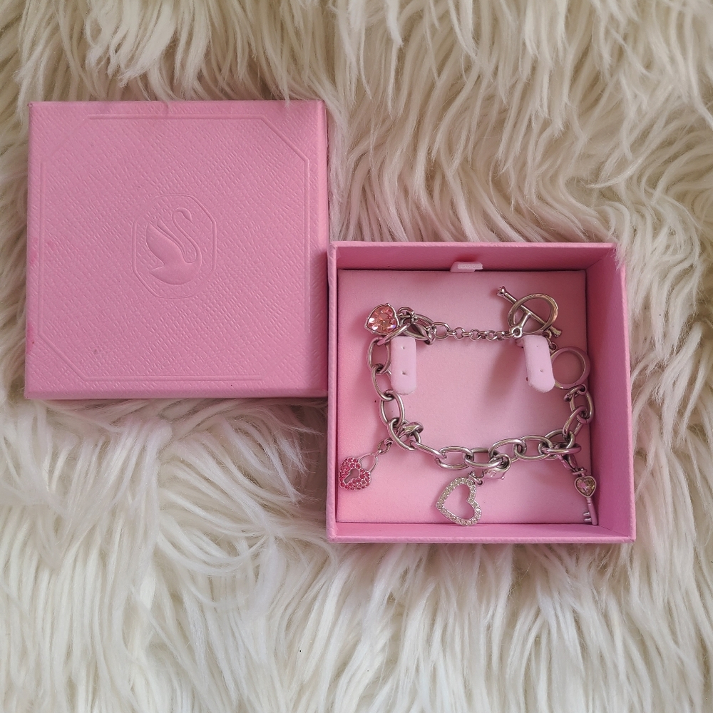 Swarovski Pink Crystal Charm Bracelet- Excellent Condition